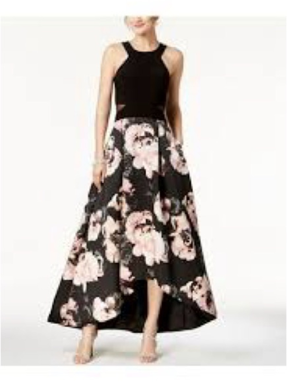 Xscape Size 10 Black Floral Sleeveless Formal Cocktail Dress
